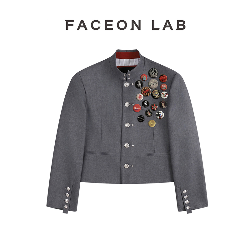 [Same Style as Fan Chengcheng] Today's Youth Faceonlab Stand-Up Collar Wool Short First-Generation Uniform Jacket Suit