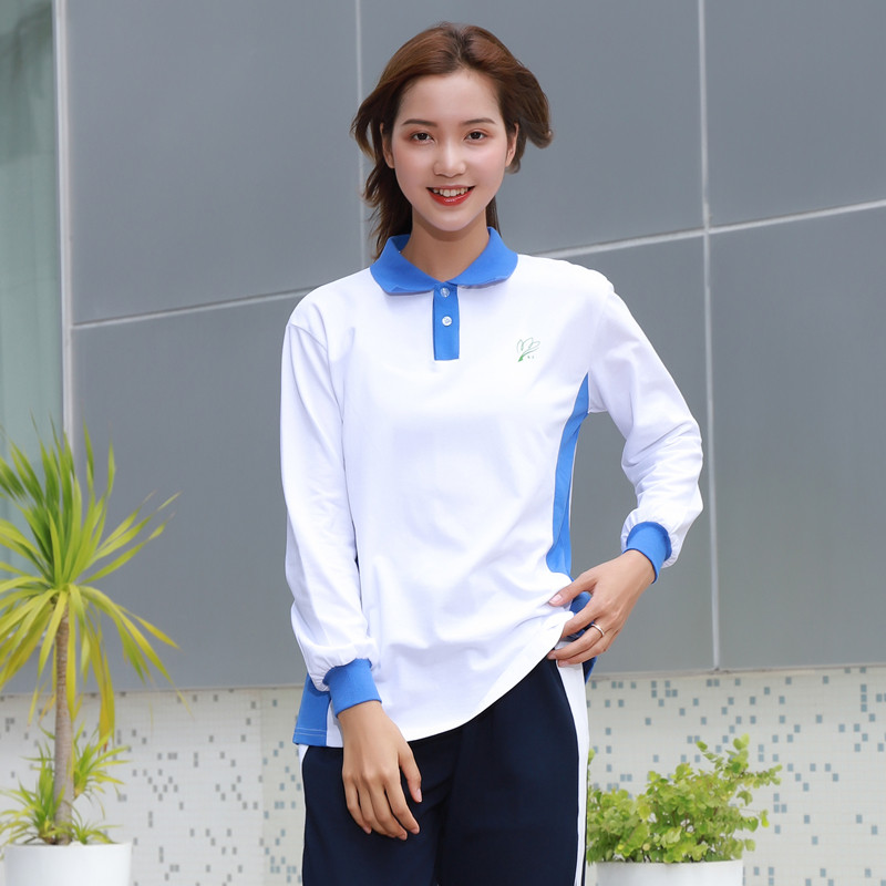 Shenzhen School Uniform With Long Sleeve Middle School Students Sportswear Jacket for Autumn Clothing Pure Cotton T-shirt High School Junior High School Unified Autumn Winter Companion
