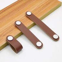 Furniture cabinet door leather handle drawer black brown leather handle modern minimalist leather suitcase bag handle handle