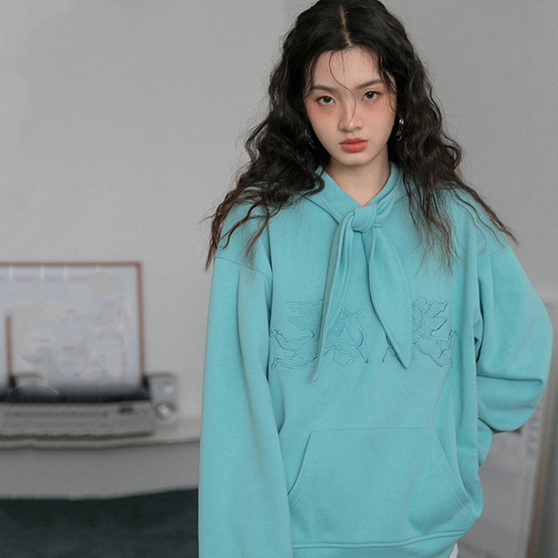 The popular hooded sweatshirt 2021 new Korean version design sense niche Hong Kong flavor spring and autumn thin loose top jacket