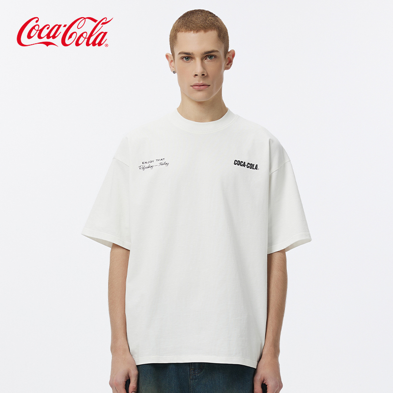 [Same Style as in Shopping Malls] Coca-Cola/Coca-Cola Letter Print Loose Round Neck Short-Sleeve T-Shirt