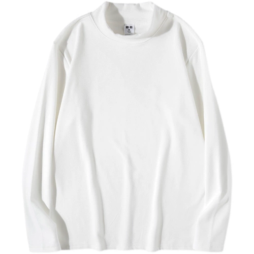 Комфортный бархатный приятный телу базовый белый зимний лонгслив, высокий воротник