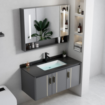 Balcony wall-mounted wash basin cabinet combination bathroom ceramic wash basin household small apartment simple basin integrated
