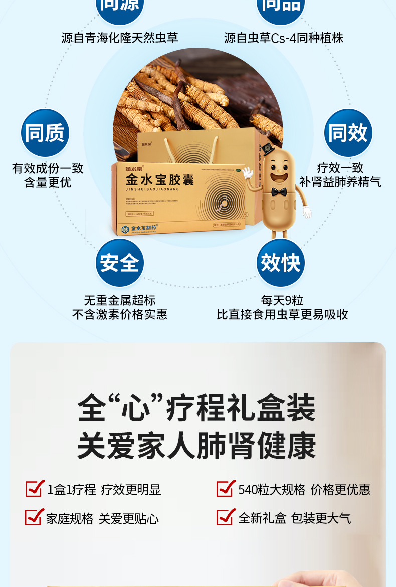 济民可信 金水宝胶囊 540粒 补肾虚肺虚体虚 图7