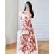 2023 Summer New French Retro Fairy Dress Slim Waist Slim Puff Sleeve Design Temperament Floral Dress