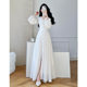 2023 spring new design sense French first love skirt waist slimming white long skirt temperament gentle wind dress