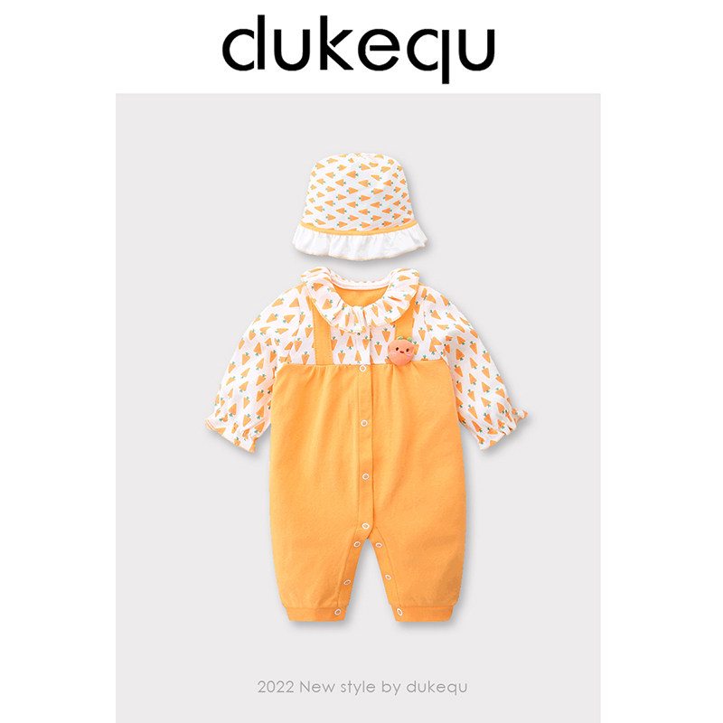 Duke fun baby spring clothes newborn girl baby jumpsuit princess full moon hundred days romper go out climbing clothes