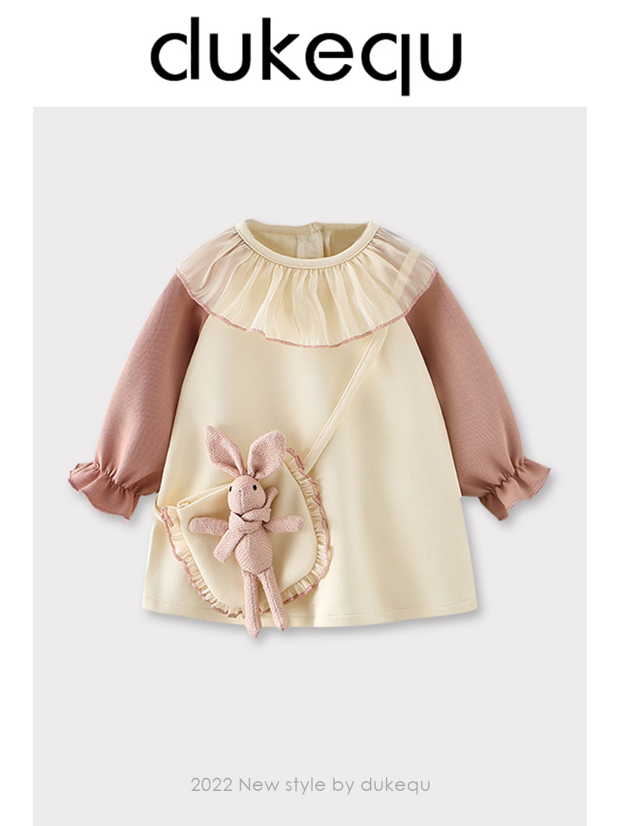 Duke fun girl's dress spring 2022 new foreign style one-year-old baby dress children's princess skirt gift bag