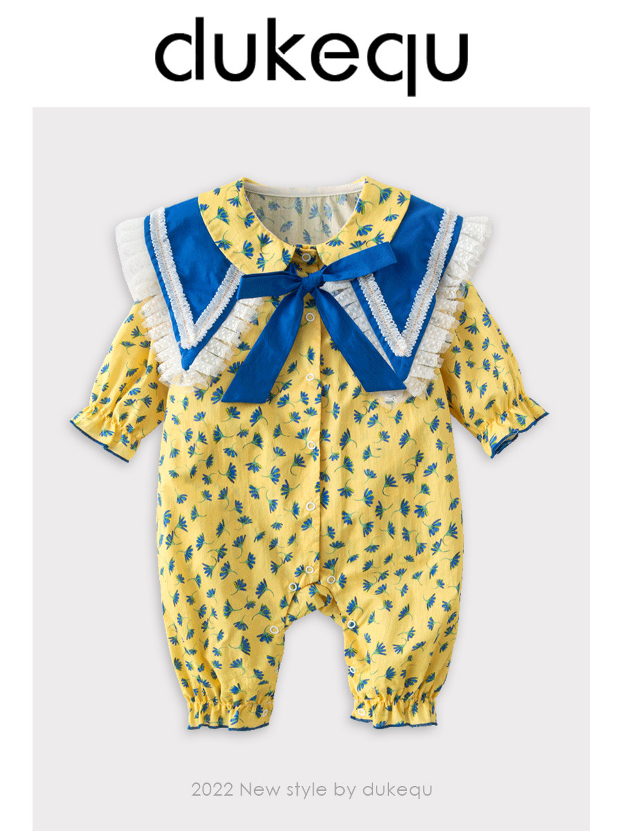 Duke fun baby clothes 2022 spring baby girl jumpsuit princess full moon romper 100 days climbing clothes going out
