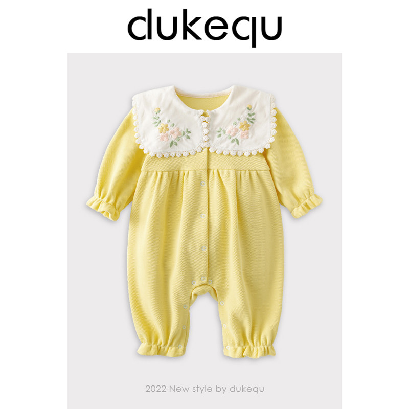 Duke fun baby clothes spring dress female baby jumpsuit princess full moon romper 100 days climbing clothes foreign style going out clothes