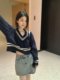 学院风撞色V领麻花毛衣女秋冬宽松慵懒软糯针织衫高级感短款上衣