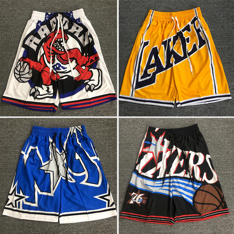 Men's Basketball Shorts, American Style, Loose Fit, Five-Point Length, Lakers, Raptors, Magic, Spurs, Quick-Drying, Running, Fitness, Training, Sports Shorts