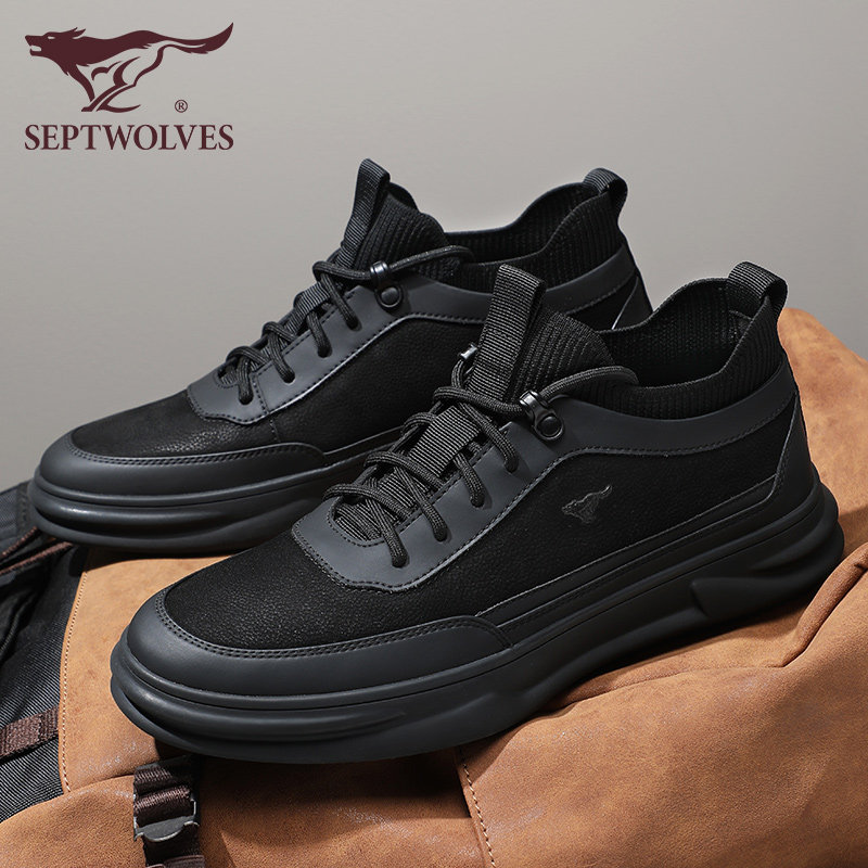 Septwolves men's shoes 2022 autumn new trend casual leather shoes sports leather outdoor running shoes walking work shoes