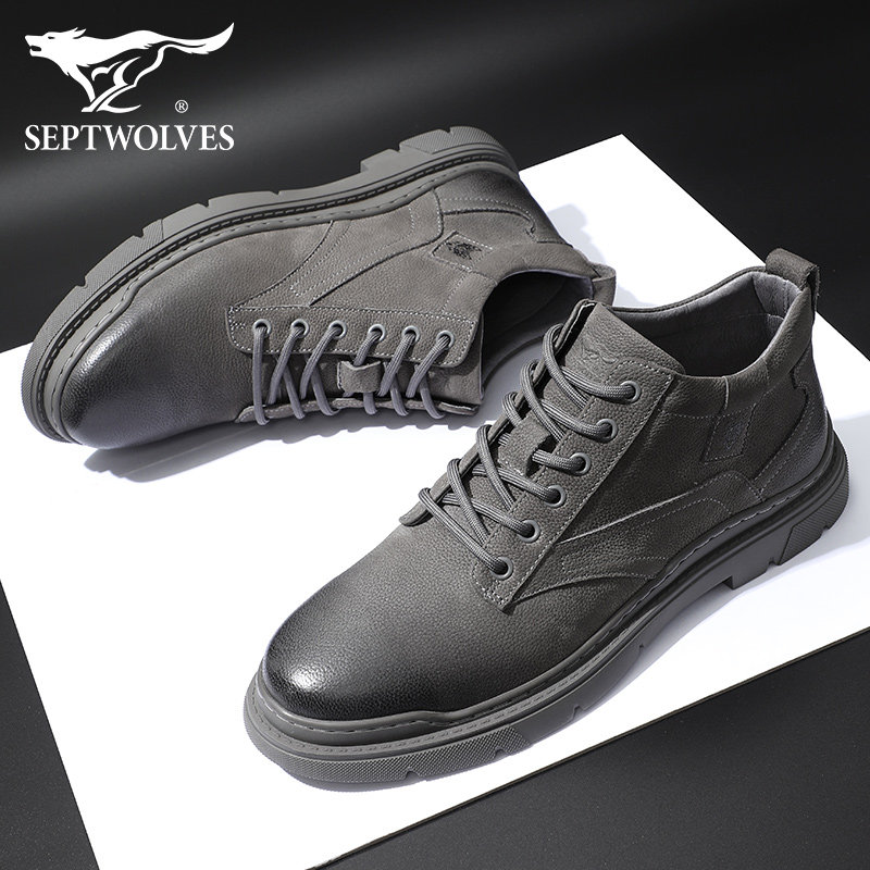 Septwolves Martin boots men's 2022 new winter high-top men's toe layer cowhide frosted tooling boots Martin shoes