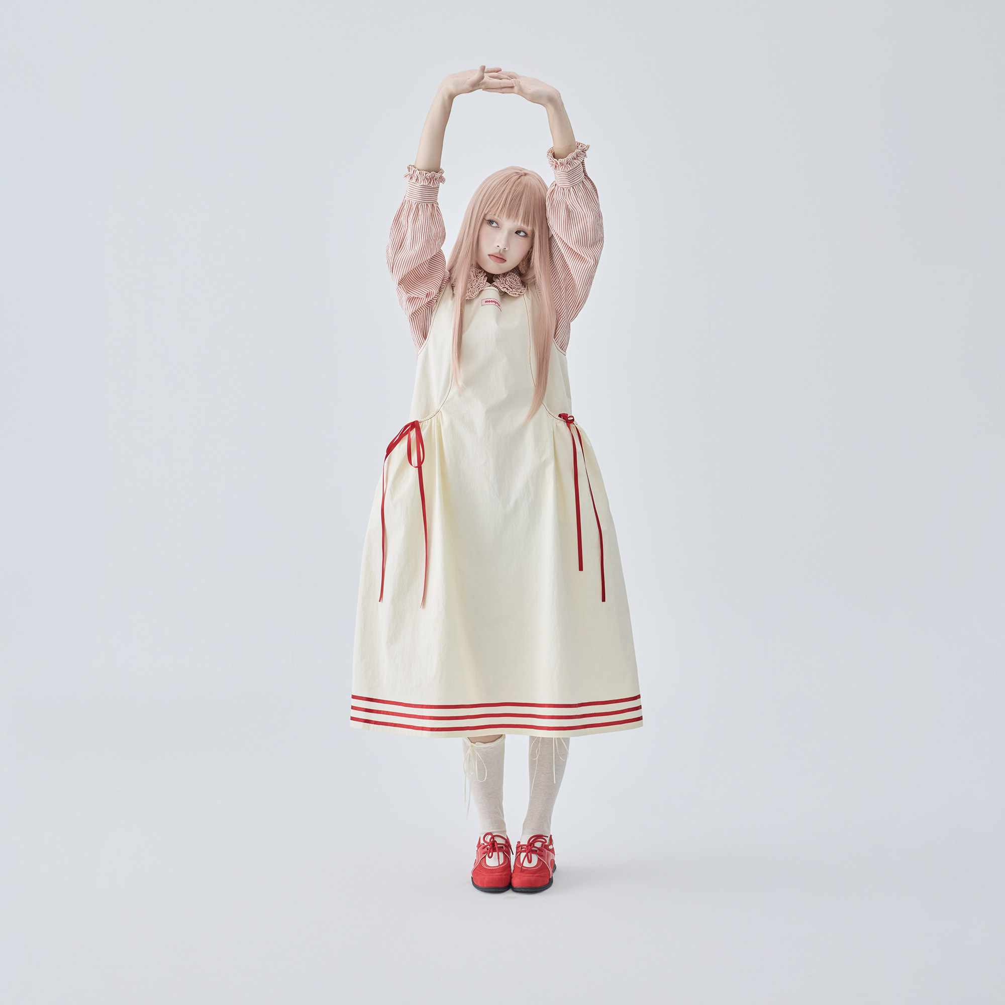 платье на бретельках контрастного цвета moonpopo sweet girl, универсальная юбка-жилет с набивным рисунком Изображение 1