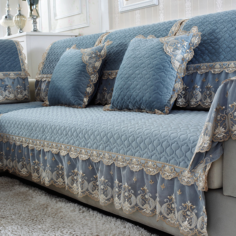 European-style non-slip sofa cushion four seasons universal leather fabric modern solid color backrest towel cover custom