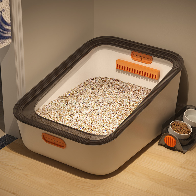 Extra large cat litter box semi-closed splash-proof cat toilet fully open oversized cat litter box cat litter box