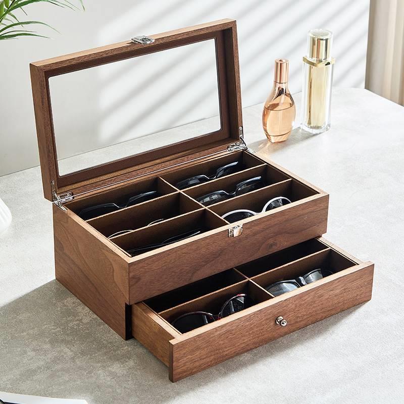 Glasses, Sunglasses, Jewelry Storage Box, Wooden Multi-Grids, Large Capacity, Multi-Functional, High-End, Exquisite, Solid Sunglasses Display Box Glasses, Sunglasses, Jewelry Storage Box, Wooden Multi-Grids, Large Capacity, Multi-Functional, High-End, Exquisite, Solid Sunglasses Display Box