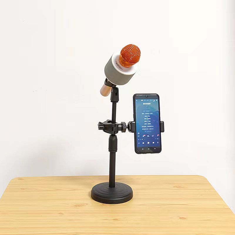 Desktop microphone stand anchor live singing microphone stand with mobile phone clip wireless capacitor microphone retractable microphone stand