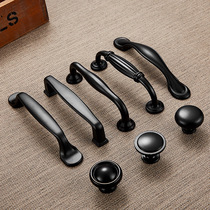 Matt black aluminum alloy black handle American Nordic modern simple solid drawer cabinet wardrobe door handle handle