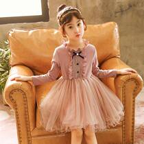 2021 new girls autumn dress little girl spring and autumn childrens dress in big children Foreign style puffy princess skirt