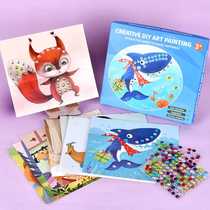Childrens diamond painting acrylic fur ball stickers handmade diy educational gift paste cartoon crystal toys