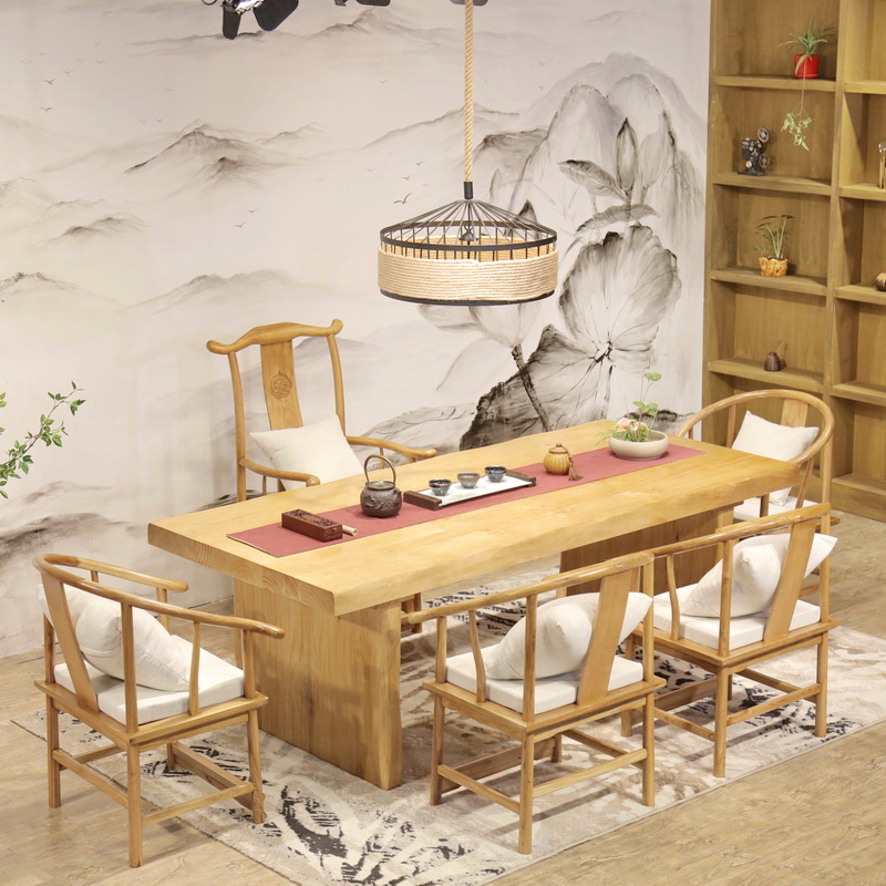 High-end solid wood coffee table tea table and chair combination simple log Kung Fu tea table Zen tea table new Chinese style tea drinking