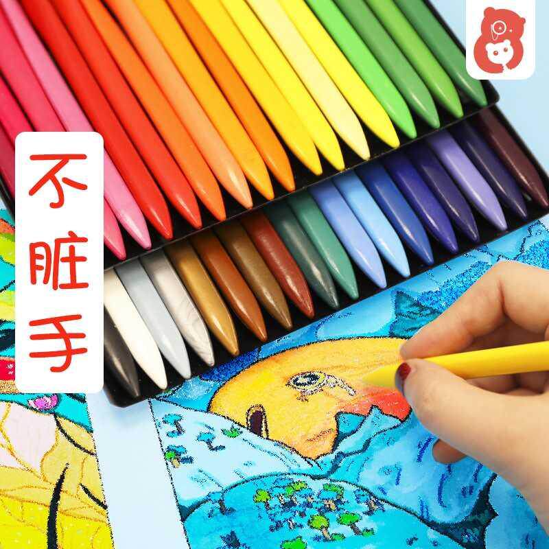 Huige (crayon coloring book) triangle plastic crayon does not stick to the hand and does not fade children's baby crayons