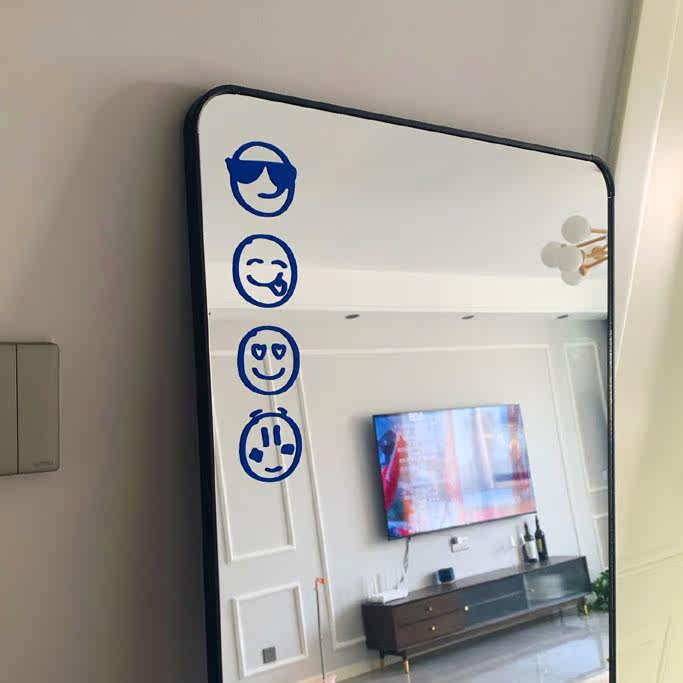 Wall stickers cute expression ins creative pattern selfie personalized mirror sticker bedroom room decoration