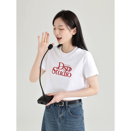 DESSUU Летняя короткая футболка с коротким рукавом для отдыха, круглый воротник