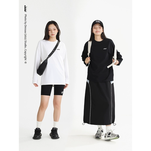 DESSUU Цветной базовый приятный телу хлопковый лонгслив, круглый воротник, свободный крой