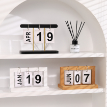 Light luxury wooden page-turning calendar desk calendar ornaments home accessories living room entrance office desktop wine cabinet decorations