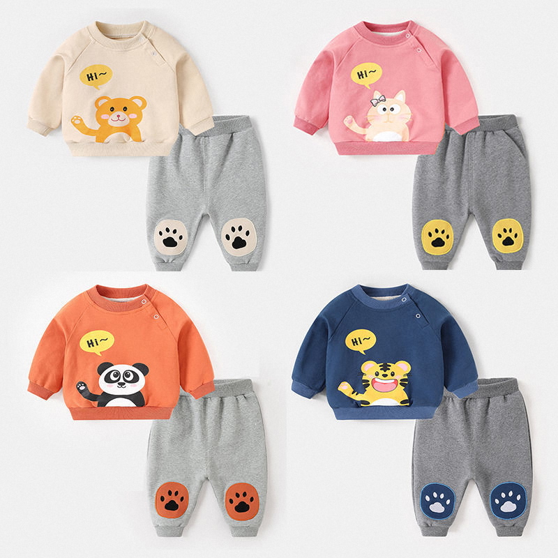 Baby suit long pants spring clothing spring and autumn young boy 0 - 3 years old girl child out two sets