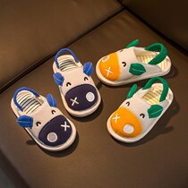 One year and half baby cloth slippers woman Bao Bao Childrens Bao Children Spring and Autumn Indoor Anti-Slip Kid Home Cotton Tug Heel