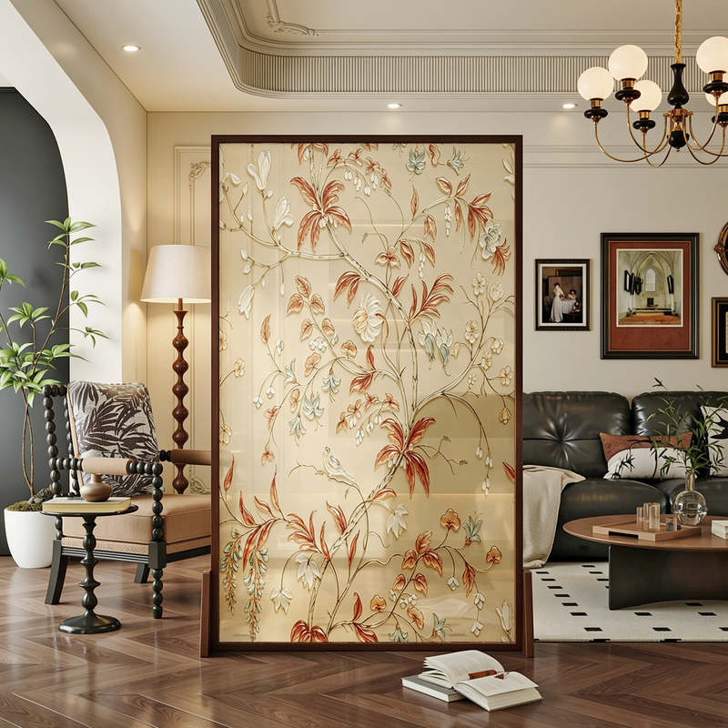 Glass Screen Partition for Living Room, 2026 New Model, Movable Partition for Entryway Facing the Door, Bedroom, Bathroom, Half-Wall Partition, Standing Screen