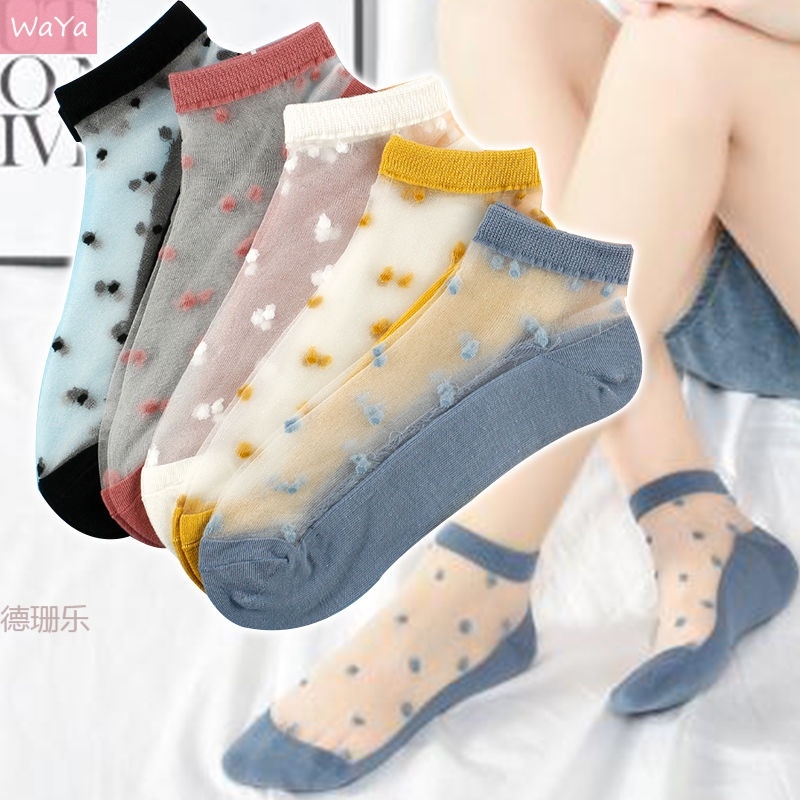 Socks Children Summer thin socks Short Sox crystal silk stocking fiberglass Short socks Lovely lady Shallow Mouth boat Sox Boomers