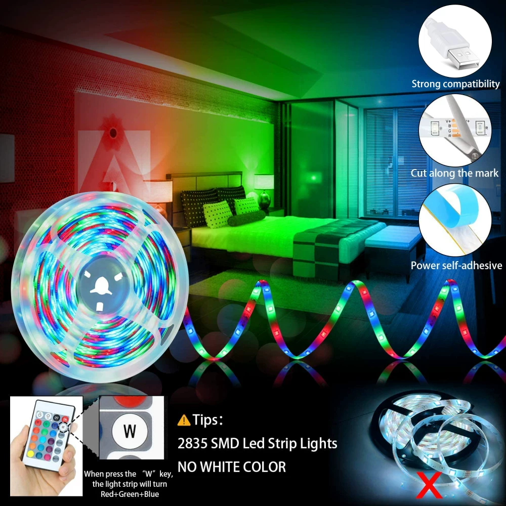 Светодиодные ленты RGB 2835 Bluetooth управление USB гибкие 5050