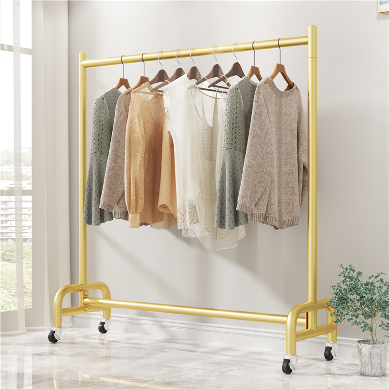 Removable multifunction clothes hanger floor type single-pole sundry hanging clothes hanger Clotheshorse Hanging Clothes Hanger With Wheels-Taobao