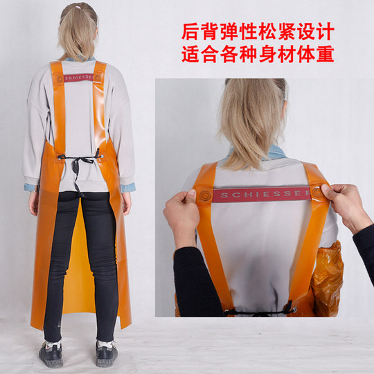 Thickened Beef Tendon Apron, Waterproof, Oil-Resistant, Acid-Alkali-Resistant, Wear-Resistant, Suitable for Stone Handling, Butchering, Chemical Work, and Aquatic Product Processing, with Sleeves