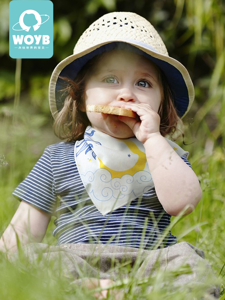 woyb High-value saliva towel Anti-vomiting milk Newborn baby gauze triangle towel Baby bib 3pcs