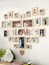 Wall photo album Wall creative combination photo frame integrated wall bedroom multiple photos photo album Frame free of hole decoration