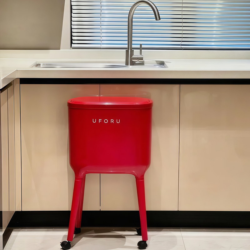 100 Express Deliveries to a New Home | Light Luxury Style Pop-Up Lid No-Bending Trash Can Kitchen Trash Storage Bin with Wheels