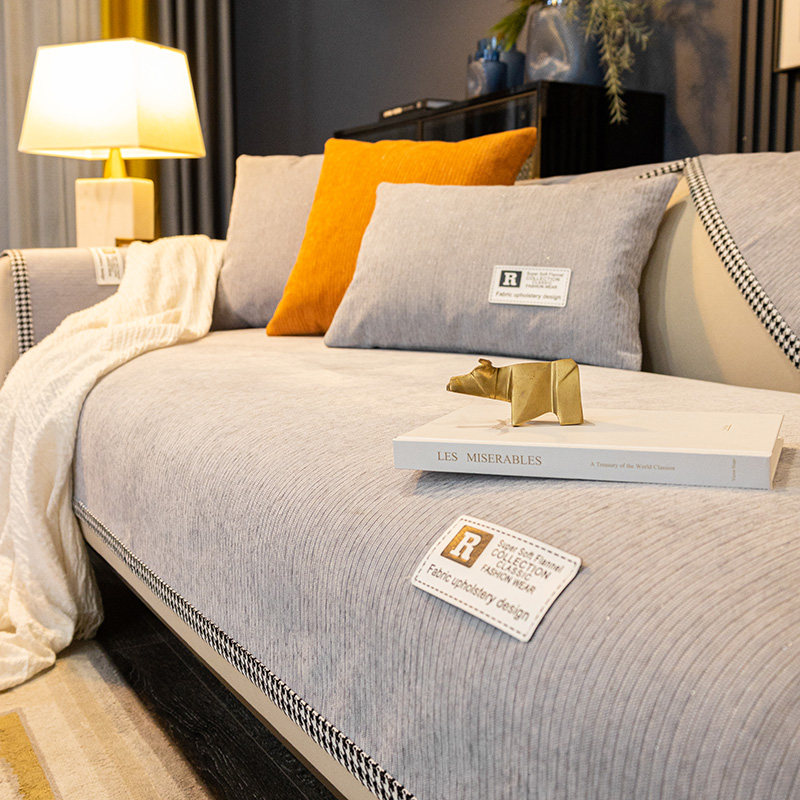 Light luxury sofa cushion four seasons universal simple modern non-slip gray high-quality leather seat cushion cover cover cloth towel