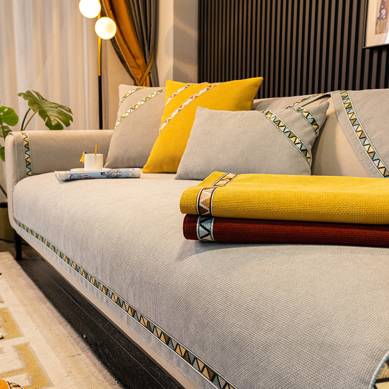 Light luxury sofa cushion simple modern four seasons universal anti-ski Neil leather seat cushion cover backrest towel cover cloth