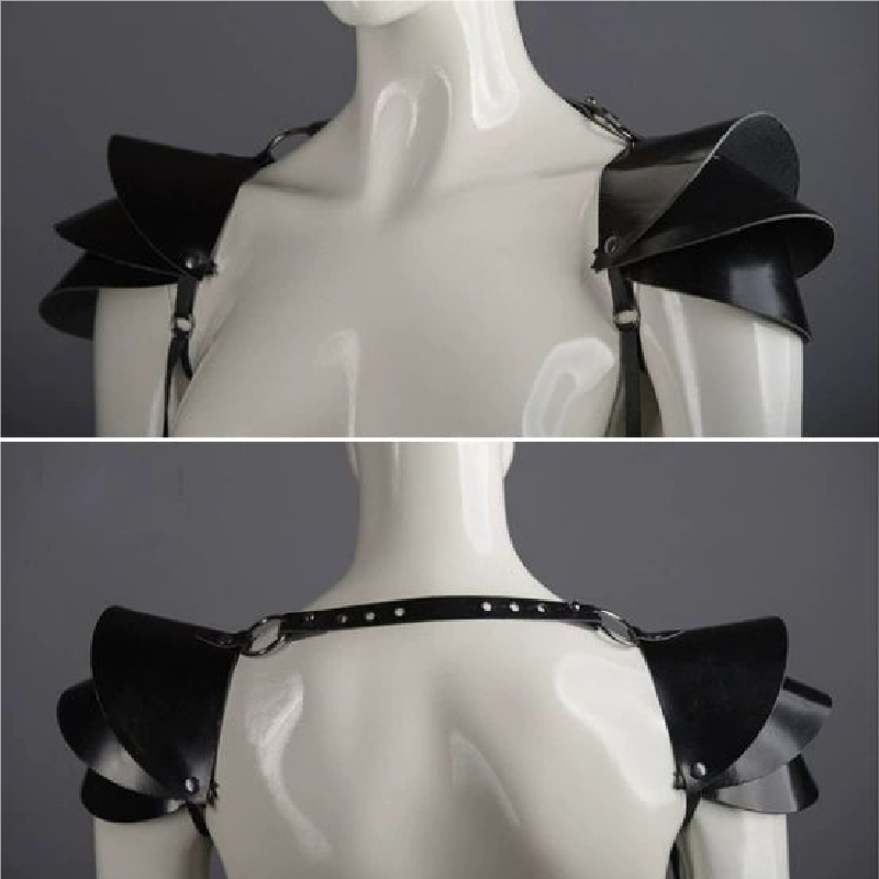 Female Knight Shoulder Armor White Black Medieval Steampunk Shoulder Guard Shawl Shoulder Accessory Halloween Cosplay Female Knight Shoulder Armor White Black Medieval Steampunk Shoulder Guard Shawl Shoulder Accessory Halloween Cosplay