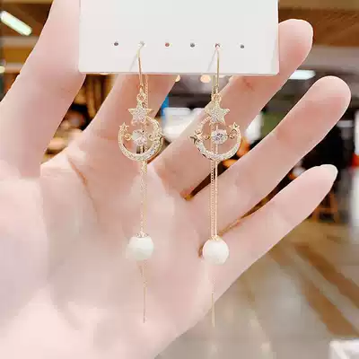 Earrings hook-up hook earrings 2021 new trendy silver needle hypoallergenic anti-loss earring net red trinkets female