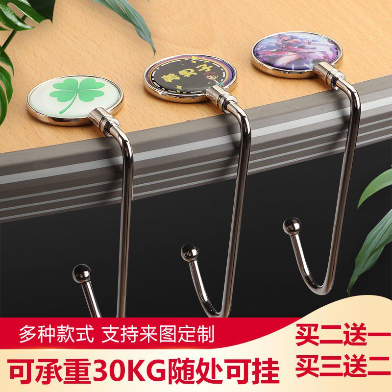 Desk-hooked side bookbag hooked desktop to cute desk hooked to student artifacial bag