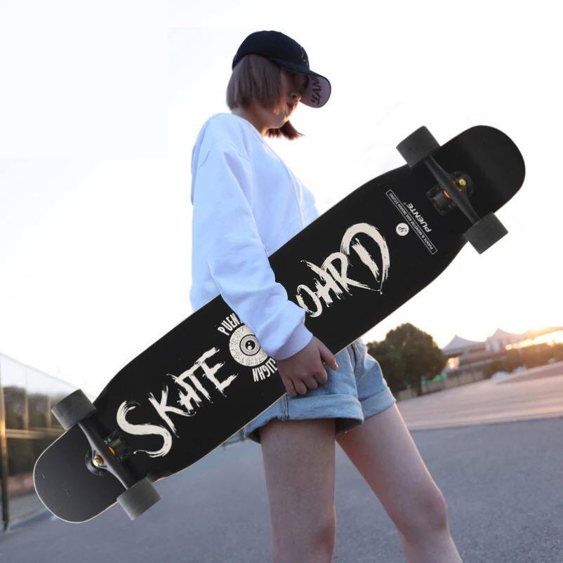 Skateboard long professional version of teenagers double-warped girls beginner animation cool four-wheel all-round Brush Street novice introduction