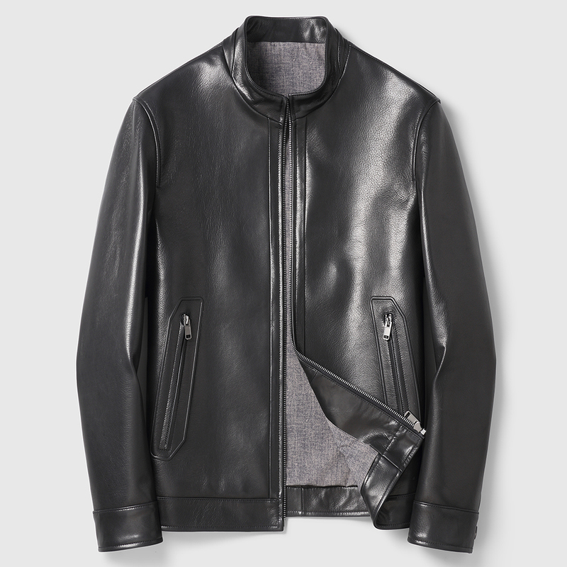 First-Layer Goat Leather Genuine Leather Jacket for Men, Stand-Up Collar, Simple and Classy, New Autumn Style Short Leather Jacket First-Layer Goat Leather Genuine Leather Jacket for Men, Stand-Up Collar, Simple and Classy, New Autumn Style Short Leather Jacket