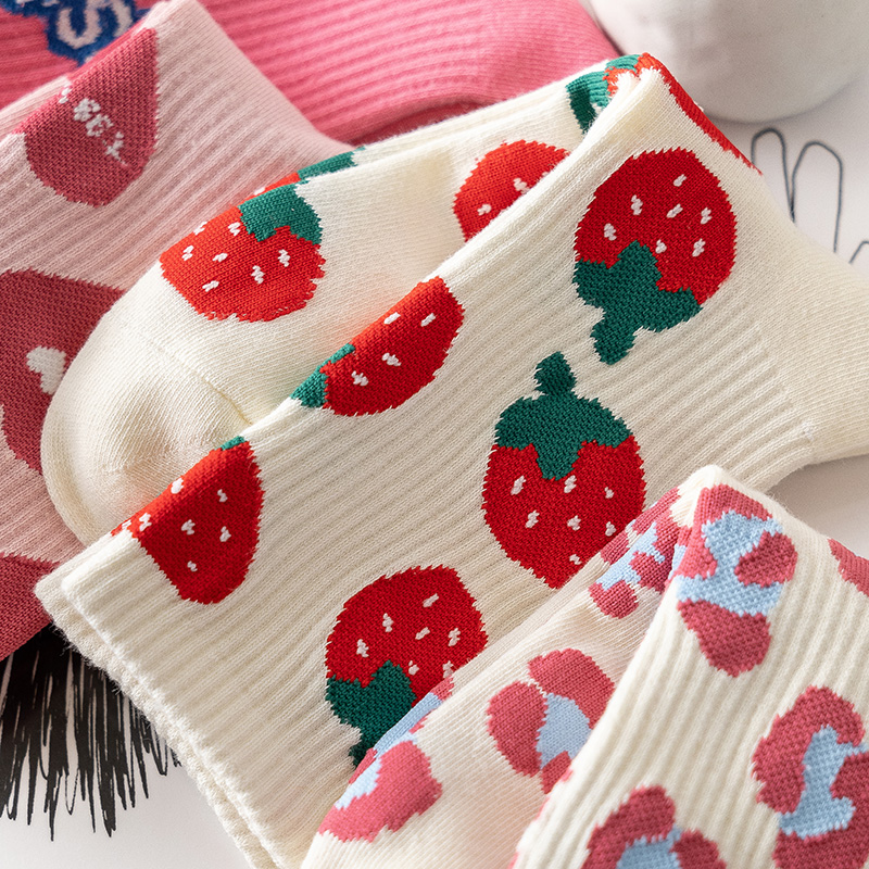 Women's Casual Color Block Cotton Jacquard Crew Socks A Pair display picture 1